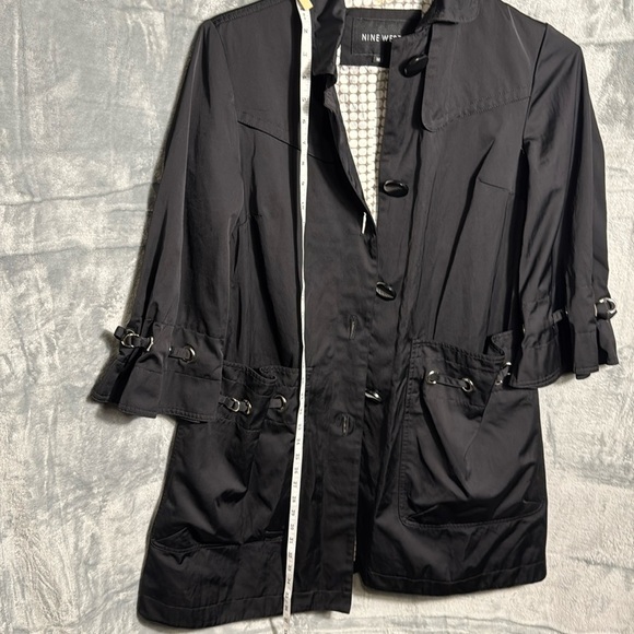 Nine West dress coat women's black lined rain long coat - Picture 10 of 12